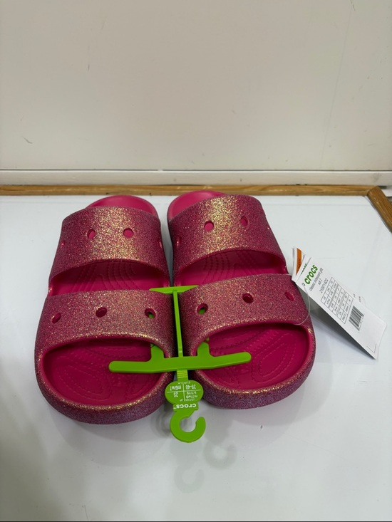CROCS Shoes - NWT CROCS Classic Iridescent glitter Glitter Hot Pink Dual-Strap Slide Sandals